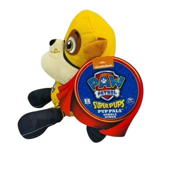 Spin Master Paw Patrol Super Pups 2015 Rubble Ruben Plush Yellow Dog - Picture 2 of 6